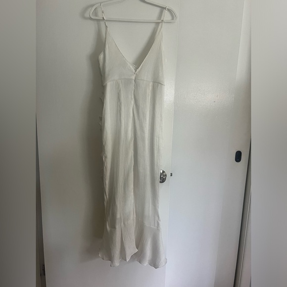 Lulu’s Captivated Beauty White Satin Ruffled Midi Dress - Picture 12 of 13